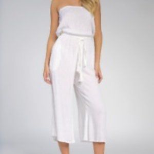 Elan White Strapless Jumpsuit